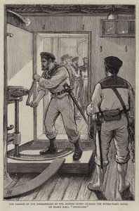 De Doortocht van de Dardanellen door de Britse Vloot, het Sluiten van de Waterdichte Deuren aan Boord van HMS Temeraire